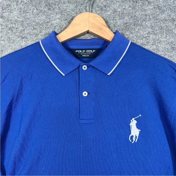 POLO Golf Ralph Lauren Top Size Large Mens Blue Long Sleeve Collared Pima Cotton - Picture 6 of 12